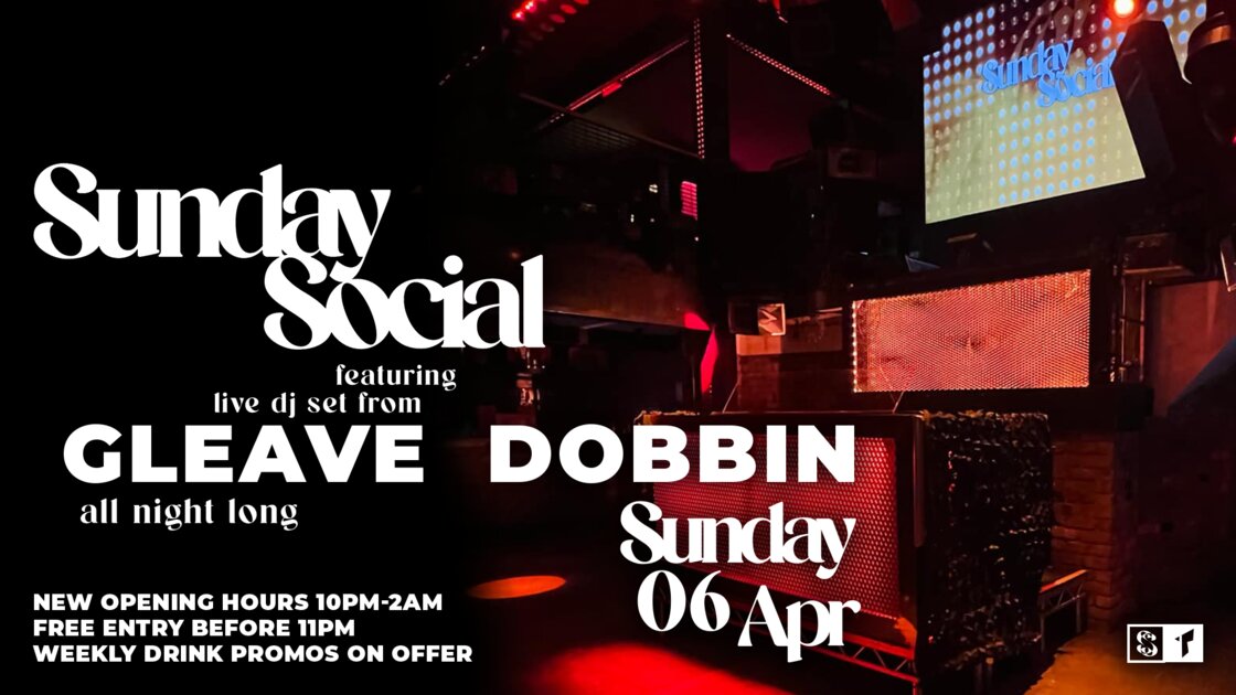 Sunday Social feat. DJ Gleave Dobbin (Free Tickets Available) at Thompsons Garage, Belfast on Sun 6 Apr