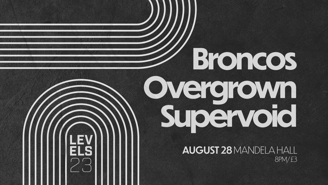 Levels 23 - Broncos, Overgrown & Supervoid. at Mandela Hall, Belfast on Thu 28 Aug