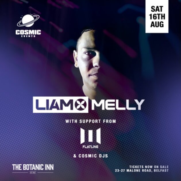 Cosmic Events presents Liam Melly at Botanic Gardens, Belfast on Sat 16 Aug
